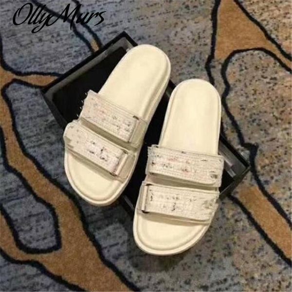 

ollymurs cotton fabric slippers summer design flats round toe shoes women zapatos de mujer black white slip on fashion shoes