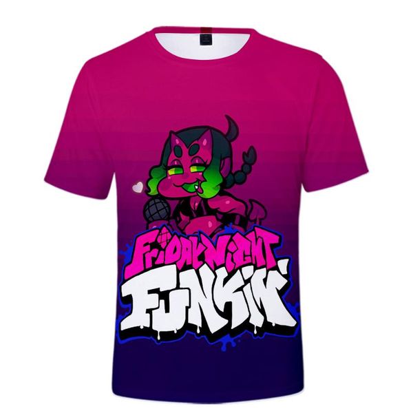 

women's t-shirt anime short sleeve game friday night funkin oversized men/women tees casual soft comfotable summer kids 2021, White