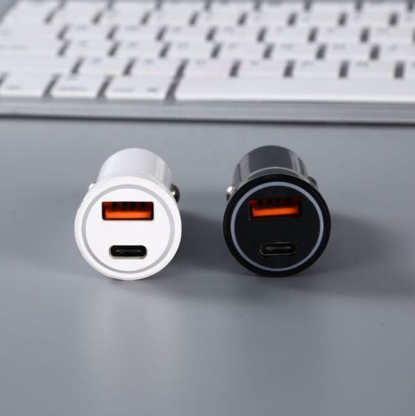 

usb type c fast charging car charger adapter 2-port compact 18w 3.0a pd