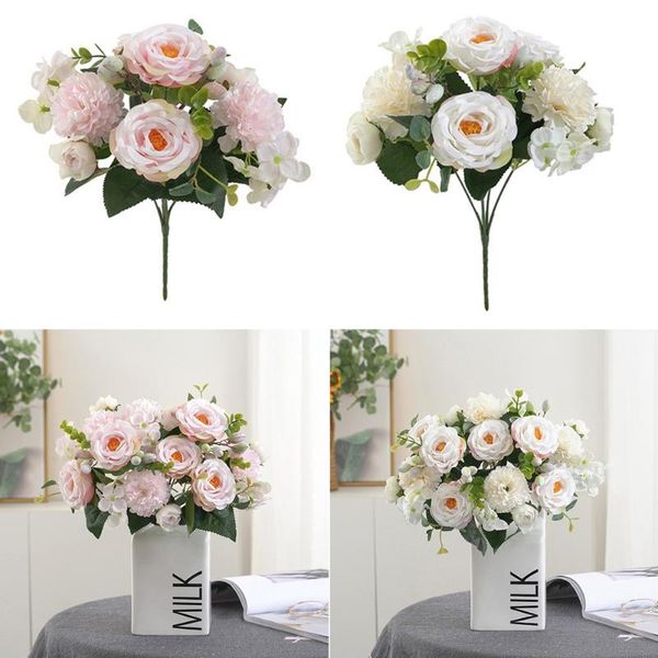 

decorative flowers & wreaths 1x diy bunch silk rose artificial fake bouquet wedding holding home festival party decoration