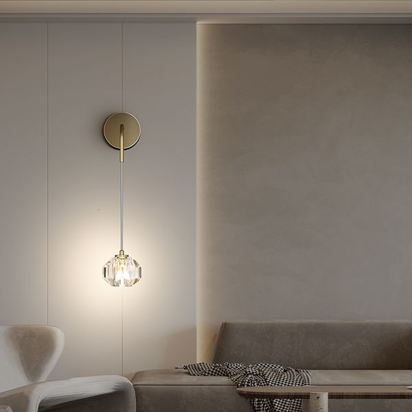 

nordic copper crystal drove gold wall lamp interior decoration for the fourth nightstand tv down corridor luminaries 0e4w