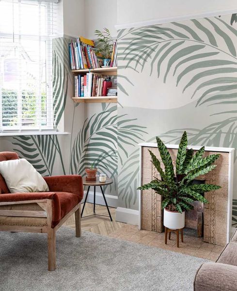 

wallpapers bacal botanical green palm leaf inky tropical 3d mural wallpaper for hallway home office palmetto wall paper po decor huda