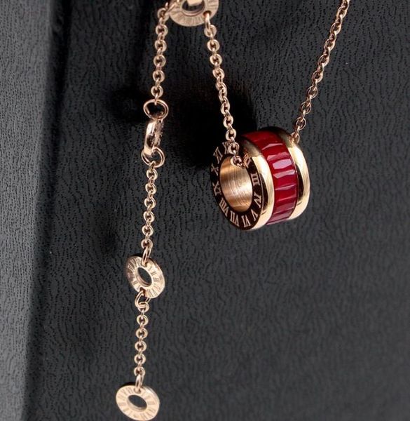 

roman numeral ceramic pendant necklaces rosegold color stainless steel mens necklace, Silver
