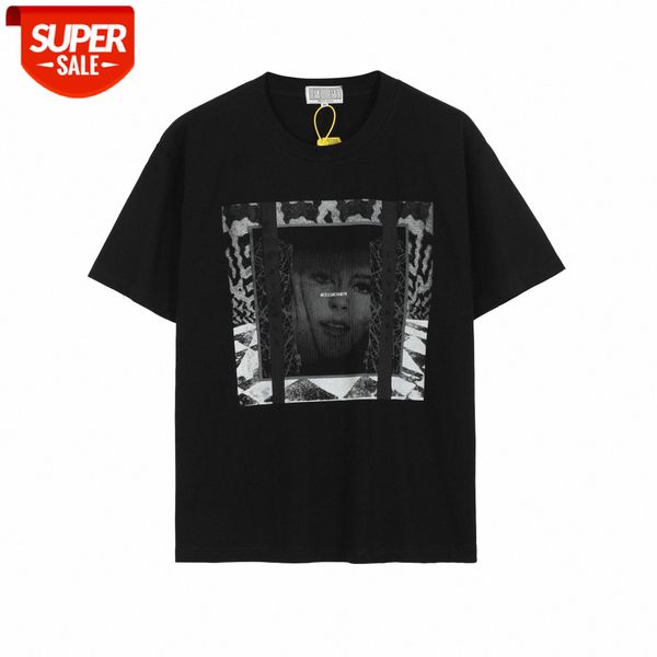 

retro japanese psychedelic female face print short-sleeved batch #xx2f, White;black