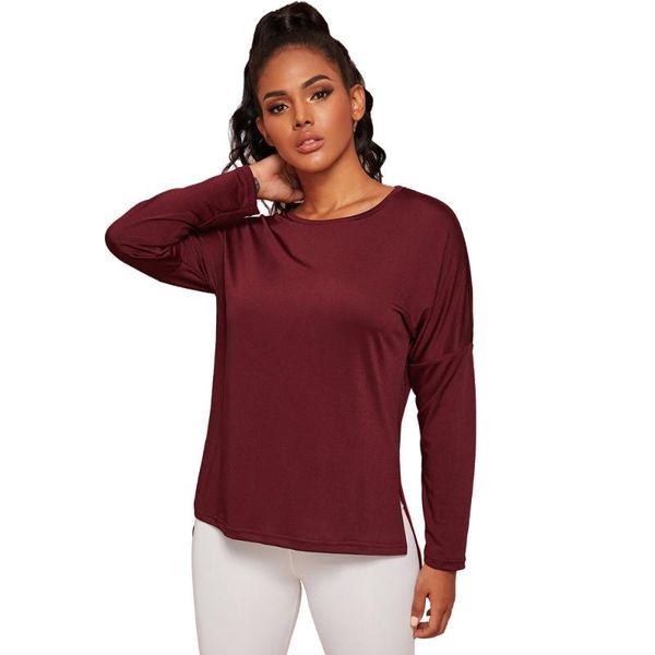 

winter new fashion sports women's slim slimming indoor and outdoor sports long-sleeved round neck casual top, White;red