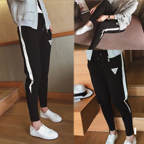 

2021 new more autumn size hare thin loose casual pants fall colorblock women's joggers sweatpants 2dfe, Black;white