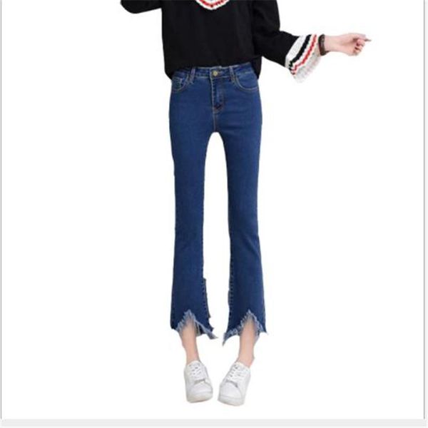 

women's jeans fashion tassels women spring 2021 high waist denim pants female skinny flare trousers slim outwear femme h297, Blue