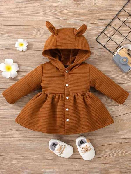 

baby 3d ear design button up coat she, Blue;gray