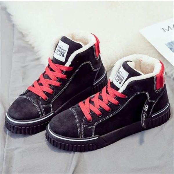 

boots winter shoes female women's plus velvet thick-soled warm snow cotton ankle a474, Black