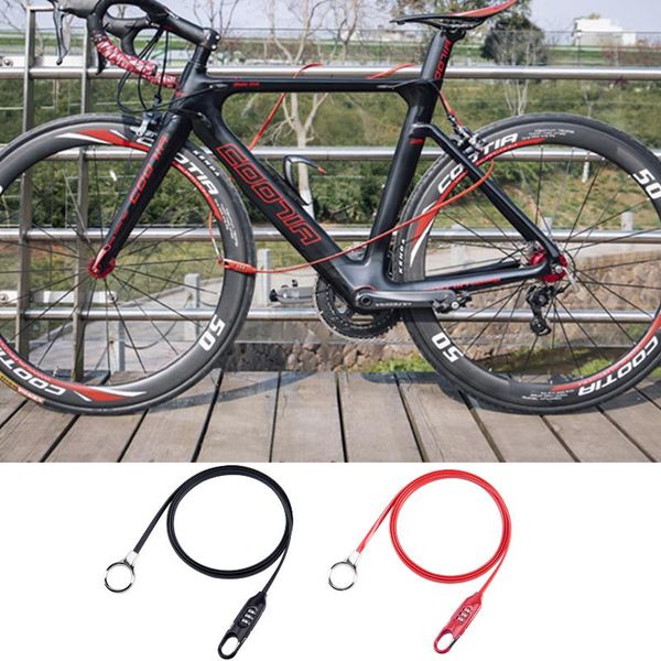 

bike locks bicycle lock resettable safety helmet portable anti-theft steel wire cable coiled password for cycling