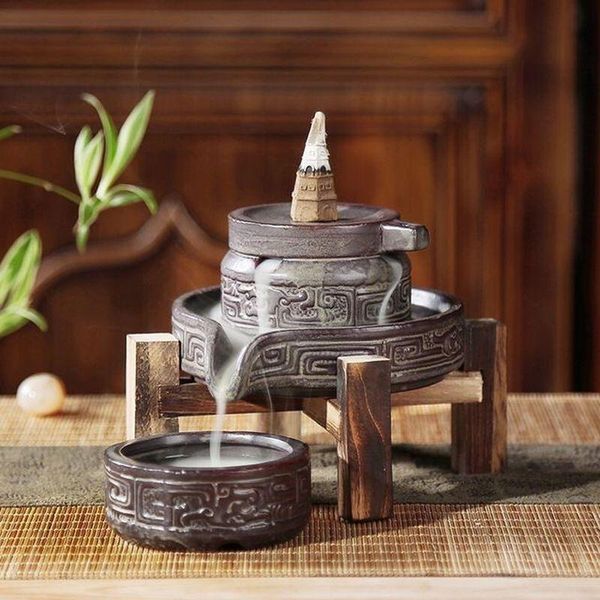 

fragrance lamps ceramic retro backflow incense burner waterfall censer holder furnace home decoration wf