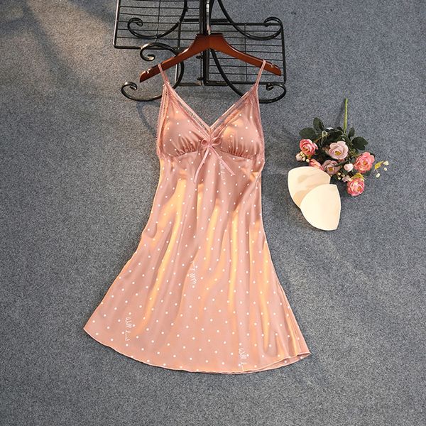 

2021 new summer sweater for women polka dot female sleepwear loose nightwear spaghetti girdle with no back ladies homewear vwv5, White
