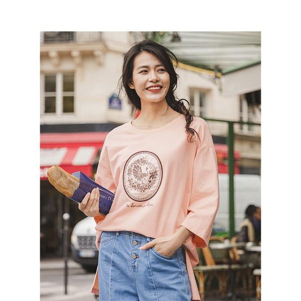 

autumn new arrival cotton o-neck dropped shoulder three quarter sleeve fashion patch longer in the rear hoodie, Black