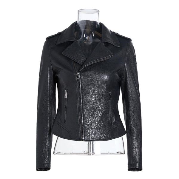

women's leather & faux 21 autumn real turkey imported sheepskin jacket commute short genuine coat women motorcycle jackets lady, Black