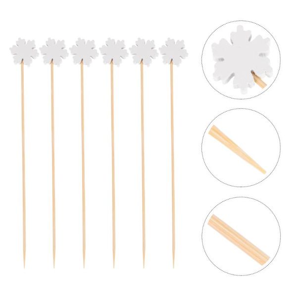 

chopsticks 200 pcs disposable cocktail picks snowflake fruit bamboo dessert