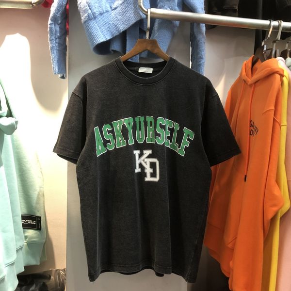

2021 new green soon man's shirt vintage woman kd letter printing askyurself t heavy woven short sleeve tvgz, White;black