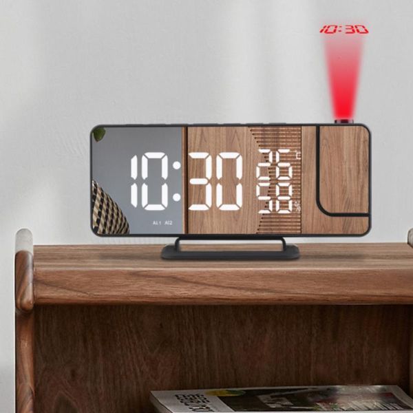 

desk & table clocks led digital smart alarm clock snooze with brightness dimmer fm radio usb charge projection home office accessories