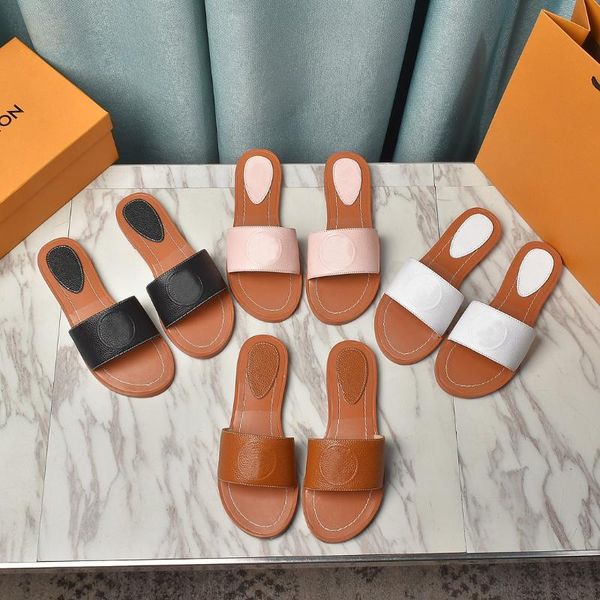 

slippers casual flat leather outdoor street all-match sandals, Black