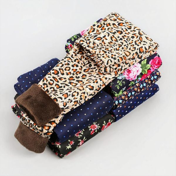 

autumn winter baby girls leggings thick warm dot pants kid girl leopard plus velvet children vintage flowers trousers, Blue