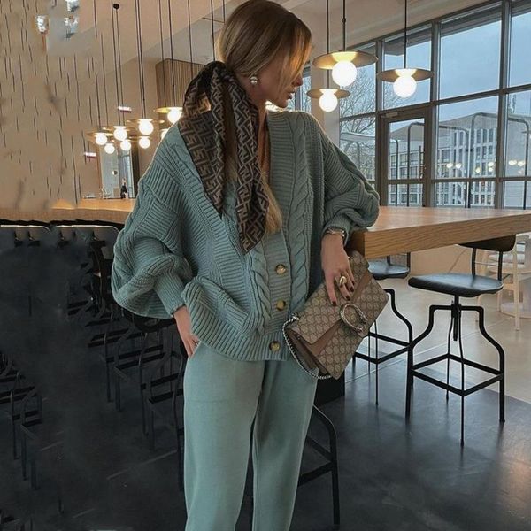 

women's two piece pants 2021 2 pieces set women knitted tracksuit turtleneck sweater + carrot jogging pullover chic outwear, White