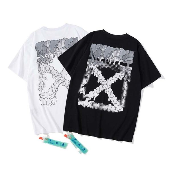 

spring and summer palm print short-sleeved t shirt, White