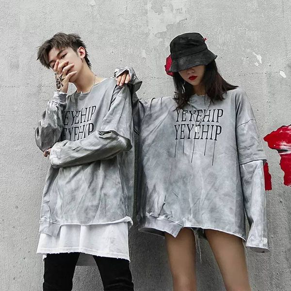 

2021 new letra impressa t-shirt dos homens das mulheres outono manga comprida de algodo casual tees harajuku hip hop streetwear hkz9, Black