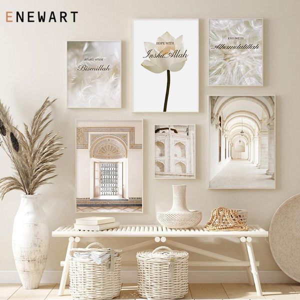 

paintings modern islamic blooming floral dandelion canvas painting alhamdulillah posters print pictures for living room wall art decor