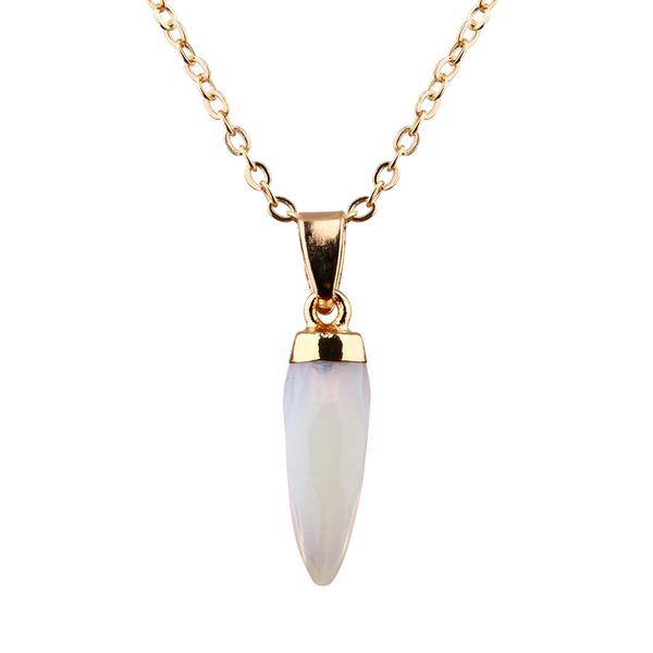 

tooth shape opal pendant necklace fashion necklace women jewelry, Silver