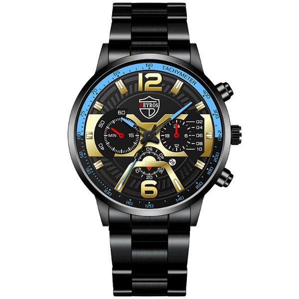 

wristwatches men leather strap watches men's full stainless steel calendar watch sports casual quartz relogio masculino, Slivery;brown