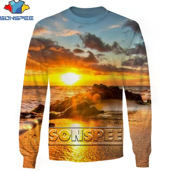 

men's hoodies & sweatshirts sonspee fashion beautiful sunset 3d print man women's sweatshirt spring fall original personality stre, Black
