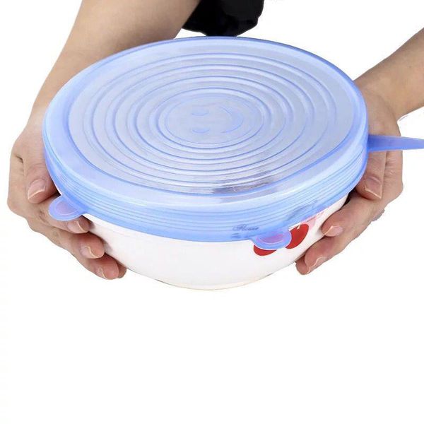 

kitchen storage & organization silicone fresh-keeping cover 6 sets of stretchable multi-function fruit and vegetable cling film preservation