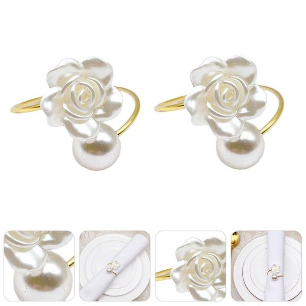 

napkin rings 2pcs pearl flower design wedding dining table decor buckles