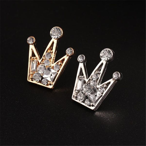

pins, brooches 2021 retro rhinestones crystal mini little crown men and women brooch korean version of suit collar accessories, Gray