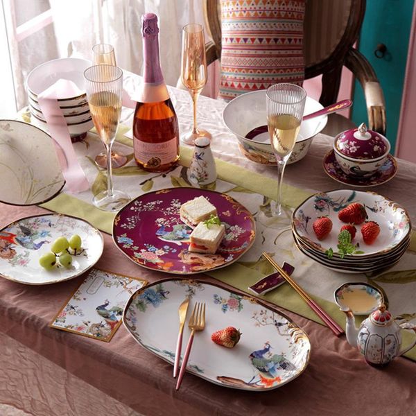 

dinnerware sets creative light luxury bone china tableware high-end household soup bowls deep plates pasta dessert modern minimalist