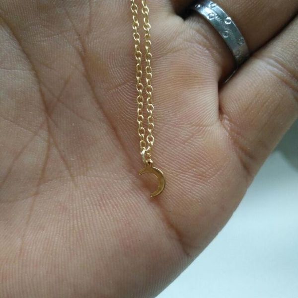 

pendant necklaces 10 cute little half moon necklace simple crescent eclipse small silvery star sky universe planet jewelry, Silver