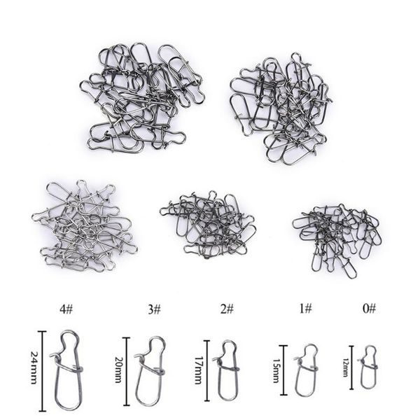 

fishing hooks 100pcs stainless steel hook fast clip lock snap swivel solid rings safety snaps connector