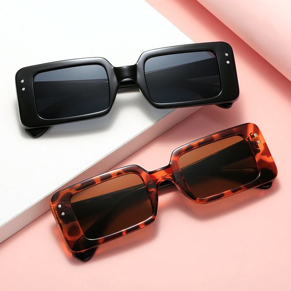 

designer 2021 new small box women's rice nail fashion street sunglasses men's show hip hop color contrast glasses, White;black