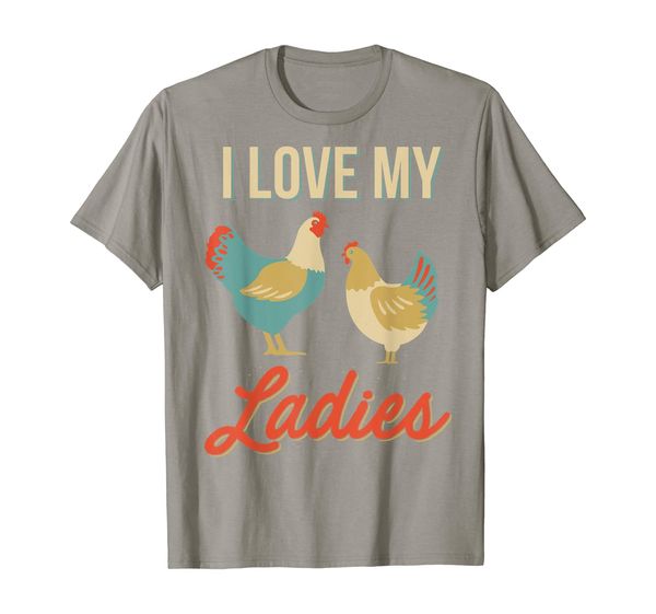 

vintage retro i love my ladies funny chicken farmer t-shirt, White;black