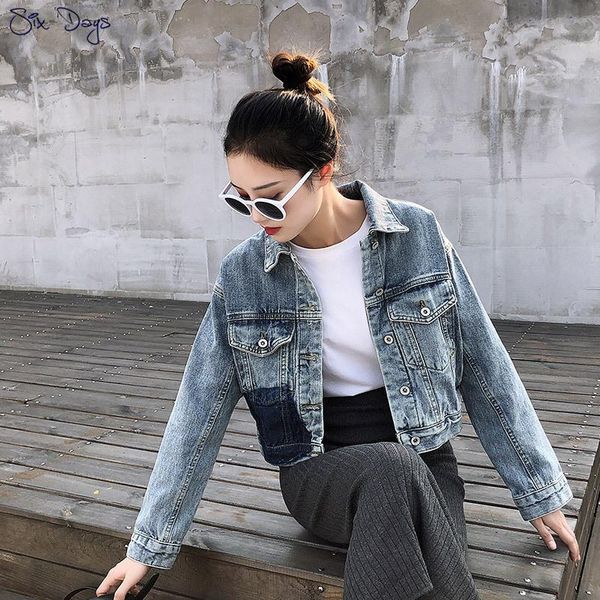 

2021 fashion women's denim jacket spring autumn short coat blue jeans jacket long sleeve casual mujer loose outerwear, Black;brown