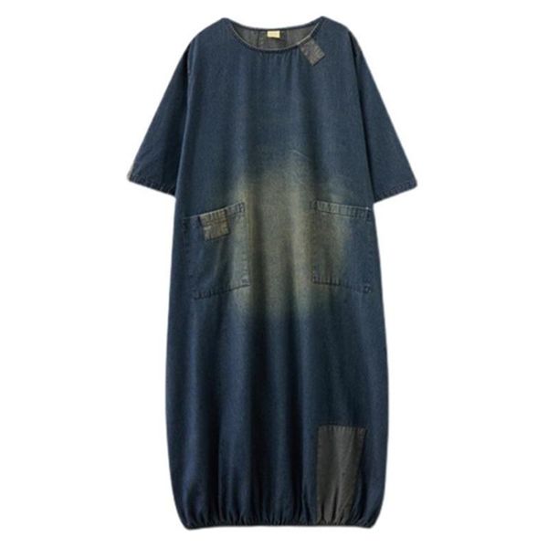 

casual dresses jean long dress summer baggy sleeve 2021 autumn women vintage denim kaftan vestido robe femme sundress, Black;gray