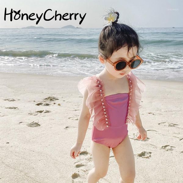 

one-pieces cute cartoon pink pearl baby swimsuit bathing suit quick-drying girl swimwear(and skirt need purchased separately), Black