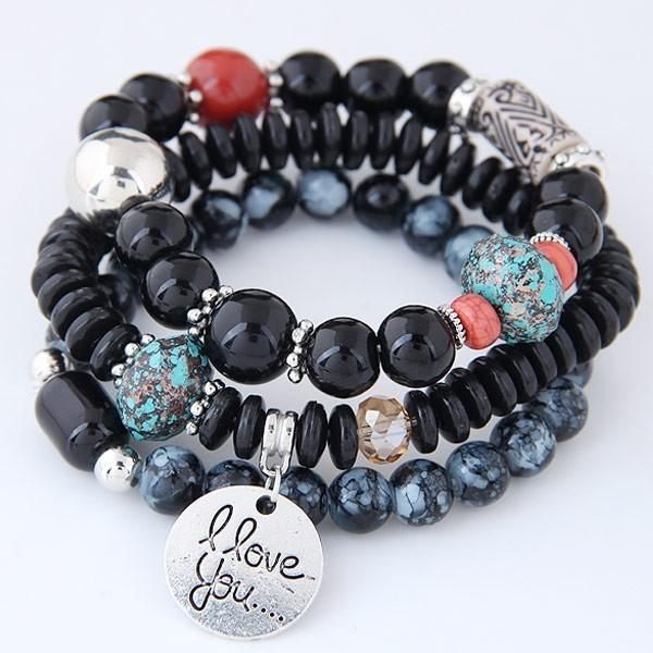 

charm bracelets bohemian resin beaded for women female jewelry love natural stone charms wristband bracelet gift pulseira feminina, Golden;silver