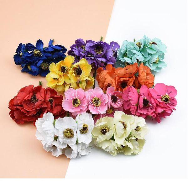 

6 pieces artificial plants decorative flowers wreaths diy gifts box scrapbook christmas decorations for home wedding sil jlldxb