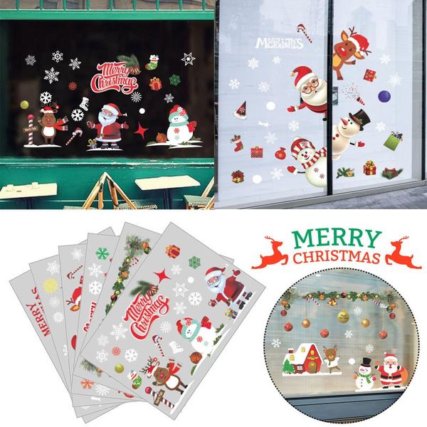 

wall stickers christmas double side static sticker santa claus deer xmas tree window room snowflakes year decor #t2p