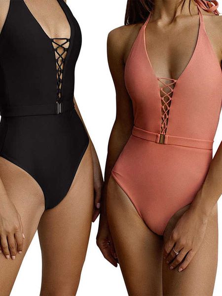

salesolid one on piece women v-neck batsuit bandage badmode beachwear brazilian monokini swimming suit, White;black