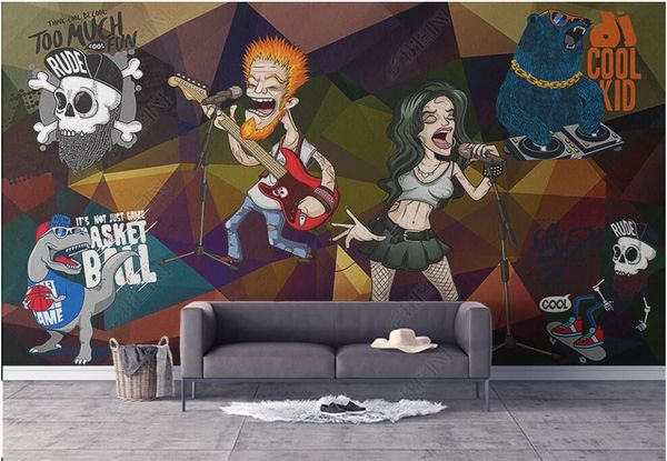 

3d wallpaper custom photo mural Cartoon rock music tooling in the living room home decor 3d wall murals wallpaper for walls 3 d