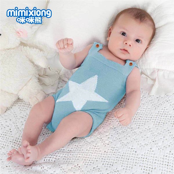 

factory wholesale baby one-piece with five pointed star bag fart ha clothes, Blue
