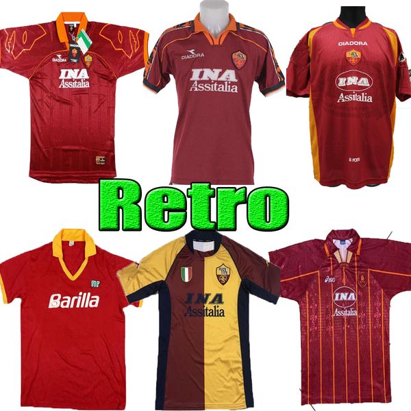 

1995 1996 1997 1998 1999 2000 retro roma totti giannini soccer jersey 97 98 99 00 as rome classic commemorate collection maglia da calcio, Black;yellow