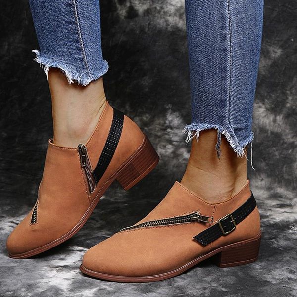 

boots retro women winter solid color short booties female leather flat zipper shoes warm ankle ladies footwear#1030, Black