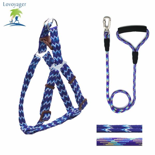 

dog collars & leashes 2021 large leash harness nylon adjustable pet training collar vest running with handle
